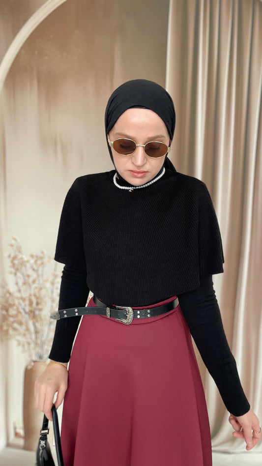 Pelerin Tasarım Kazak Siyah