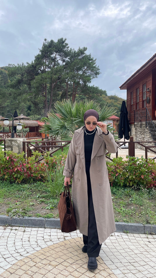 Apoletli ASTARLI Premium Trençkot VİZON