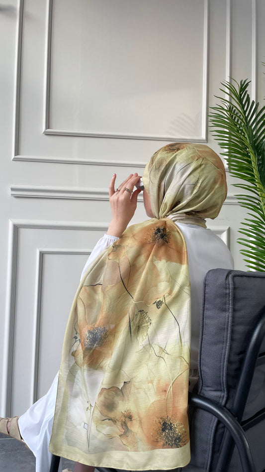 Pamuk Soft Hibiscus Şal Sarı