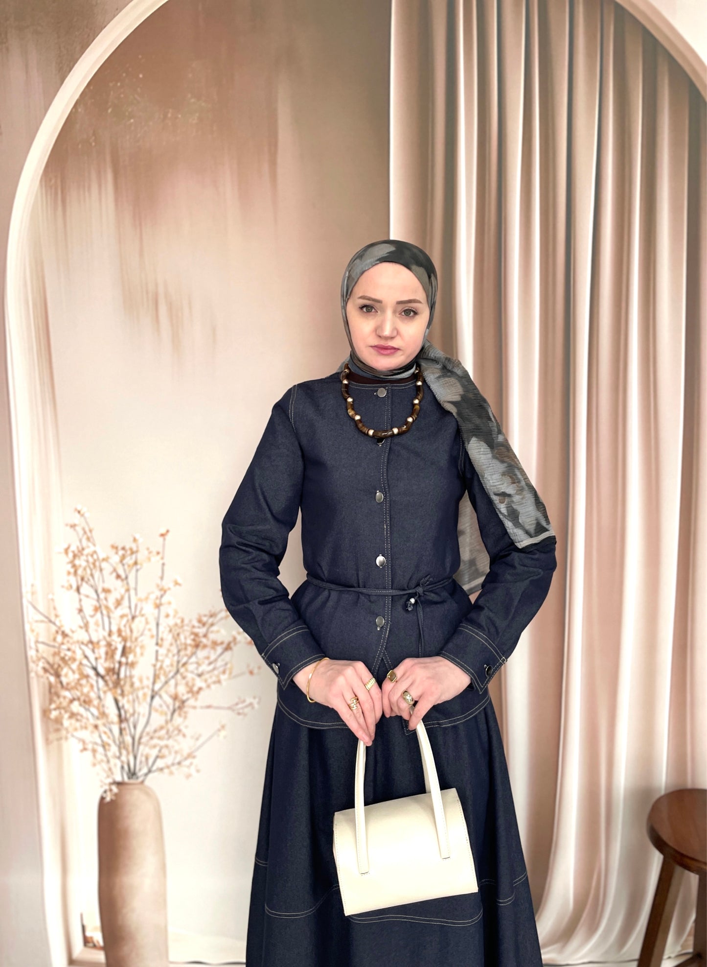 Premium Denim Etekli Takım Lacivert