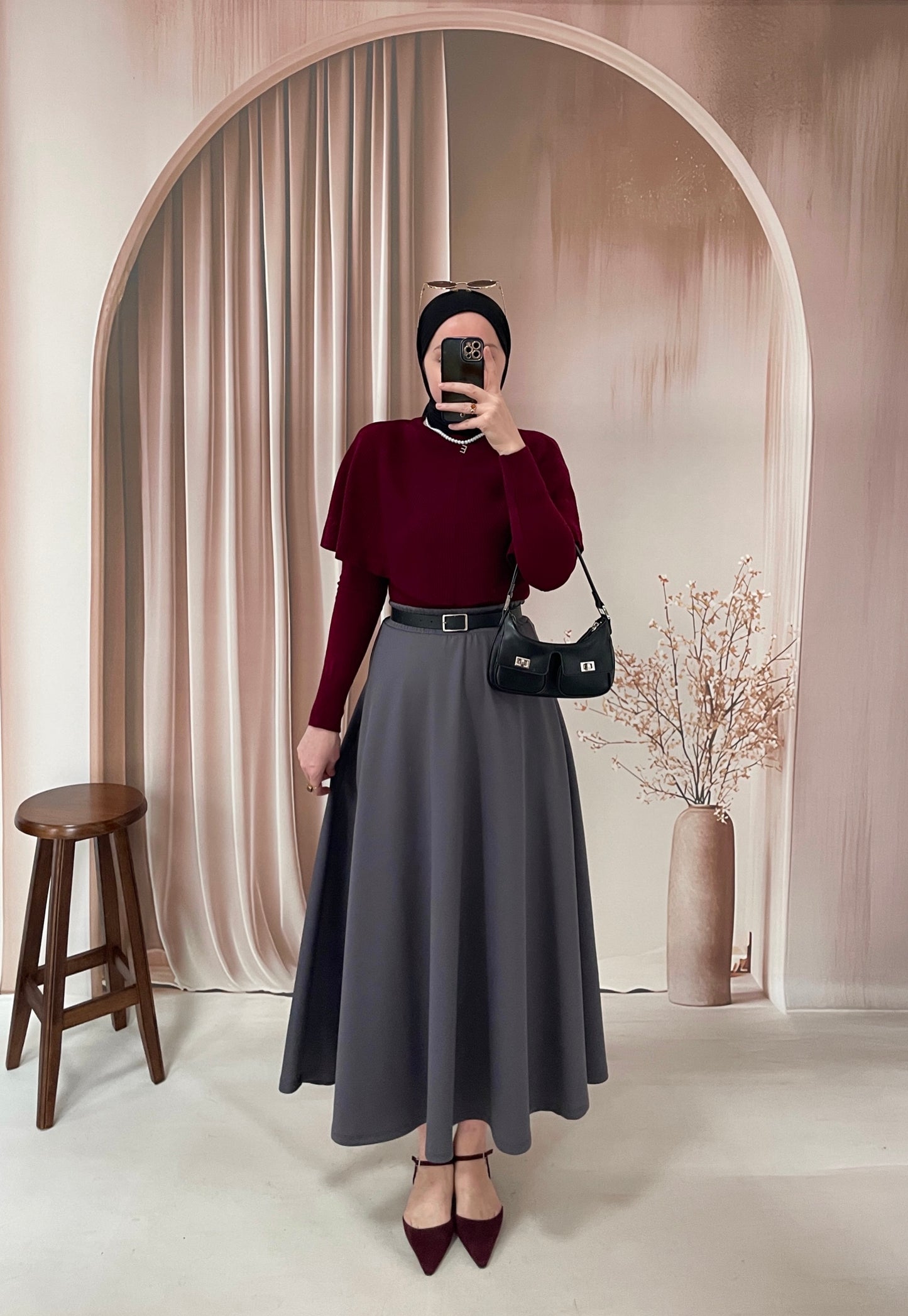 Pelerin Tasarım Kazak Bordo