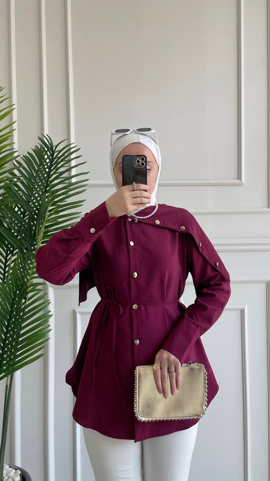 Şal Yaka Gömlek Bordo