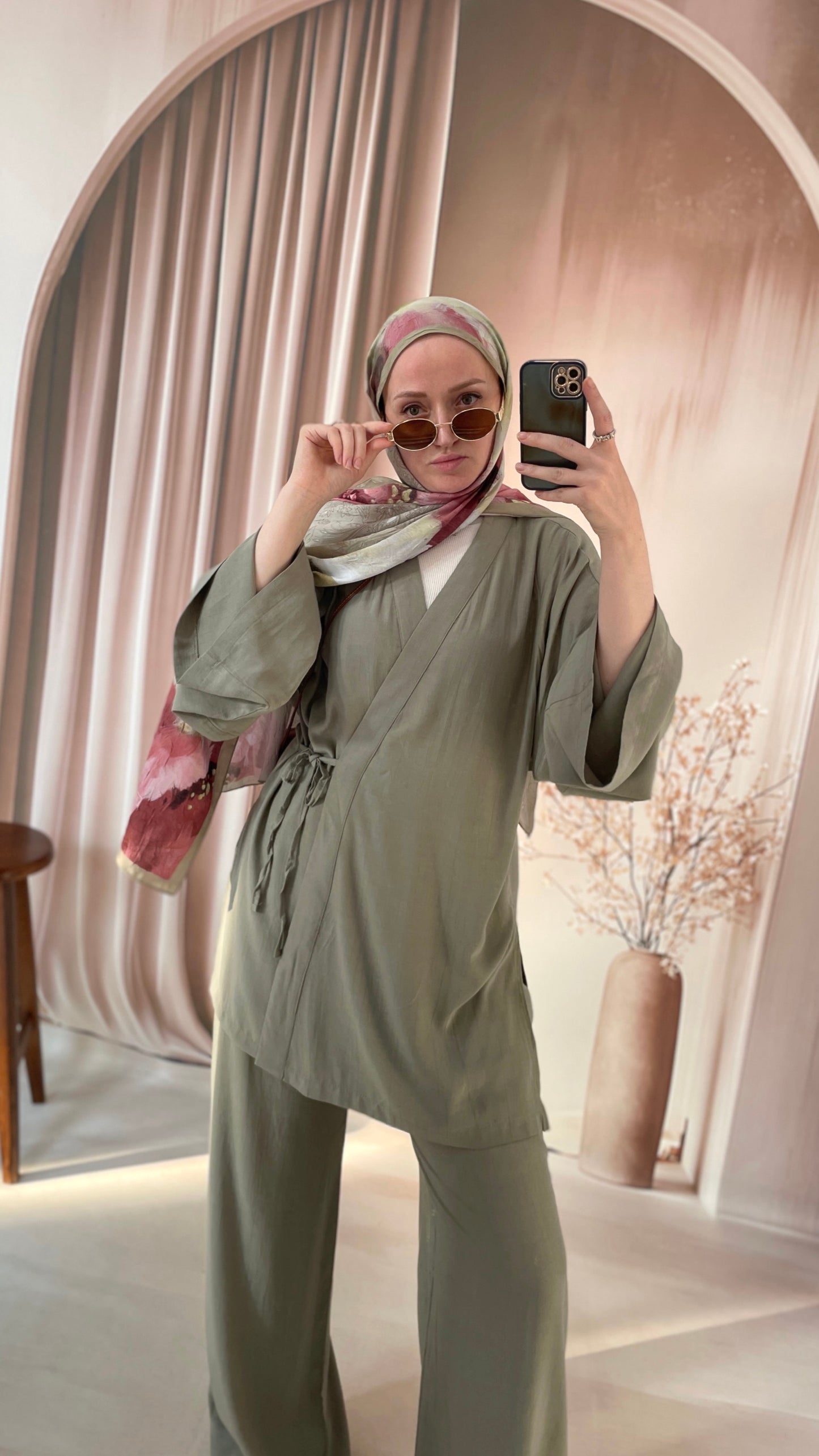 Organic Kumaş Kimono Takım Çağla