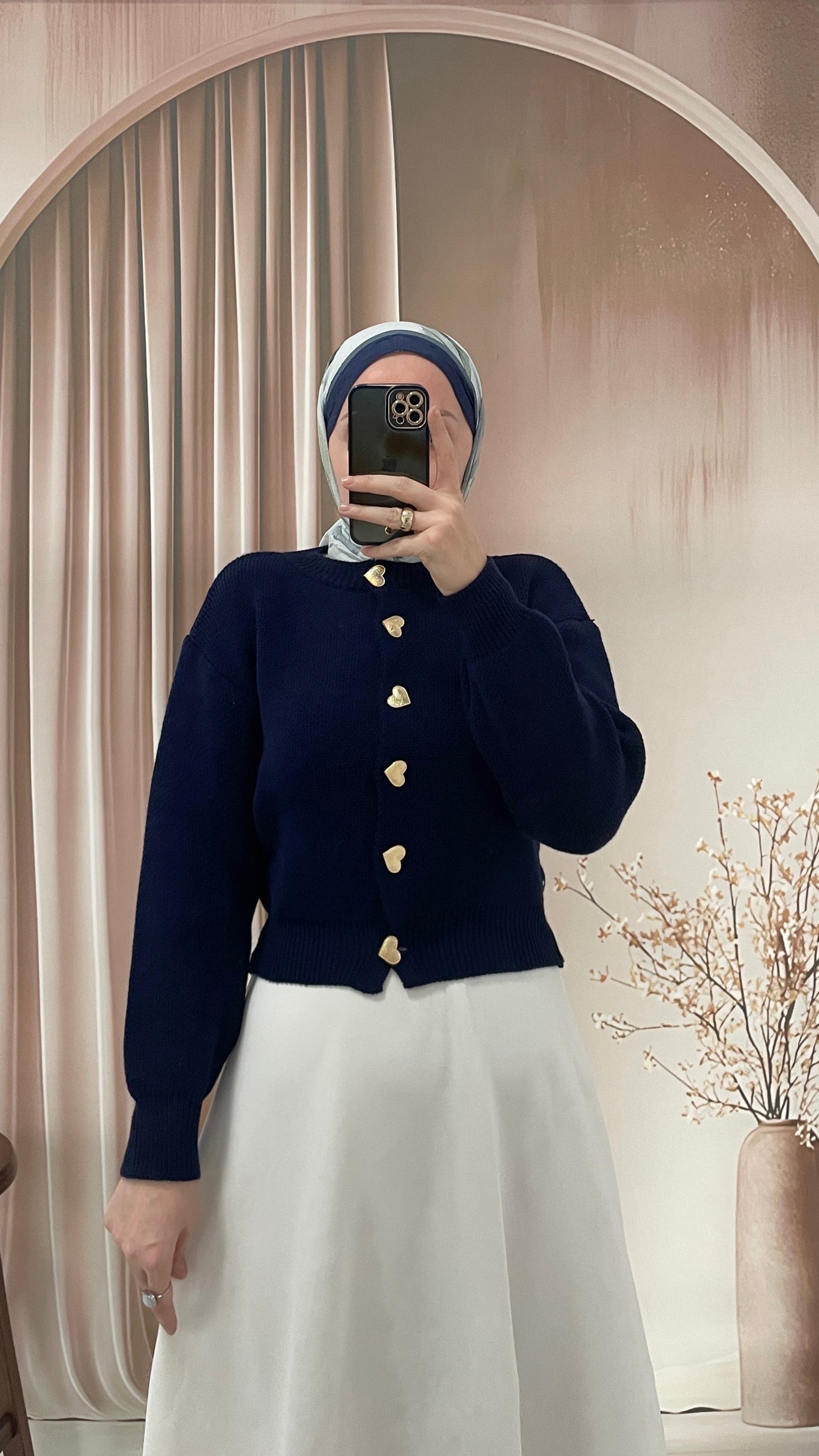 Kalp düğmeli hırka Lacivert