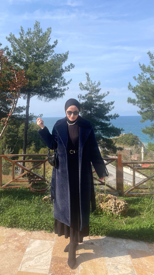 Nirvana Tay Tüyü Kaşe Kaban Lacivert