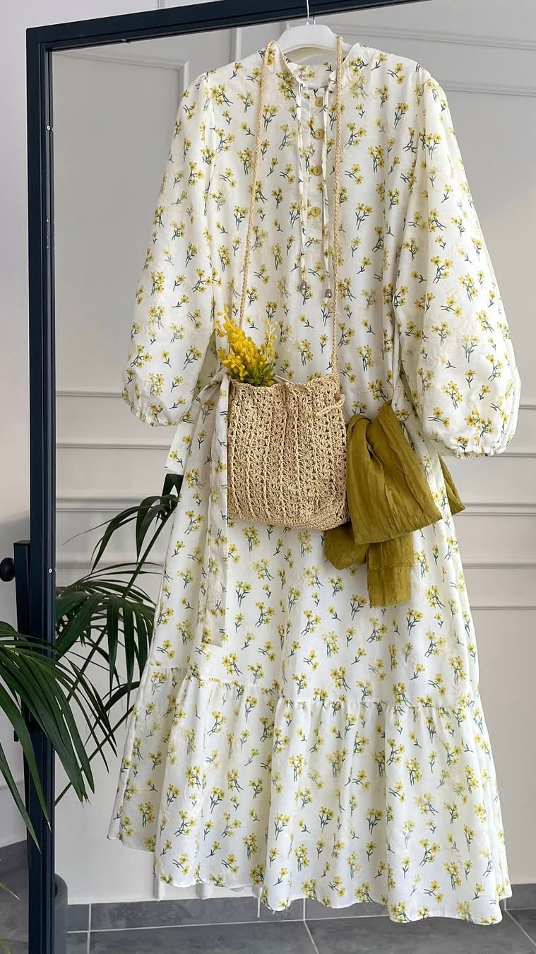 Mimoza Çiçekli Elbise