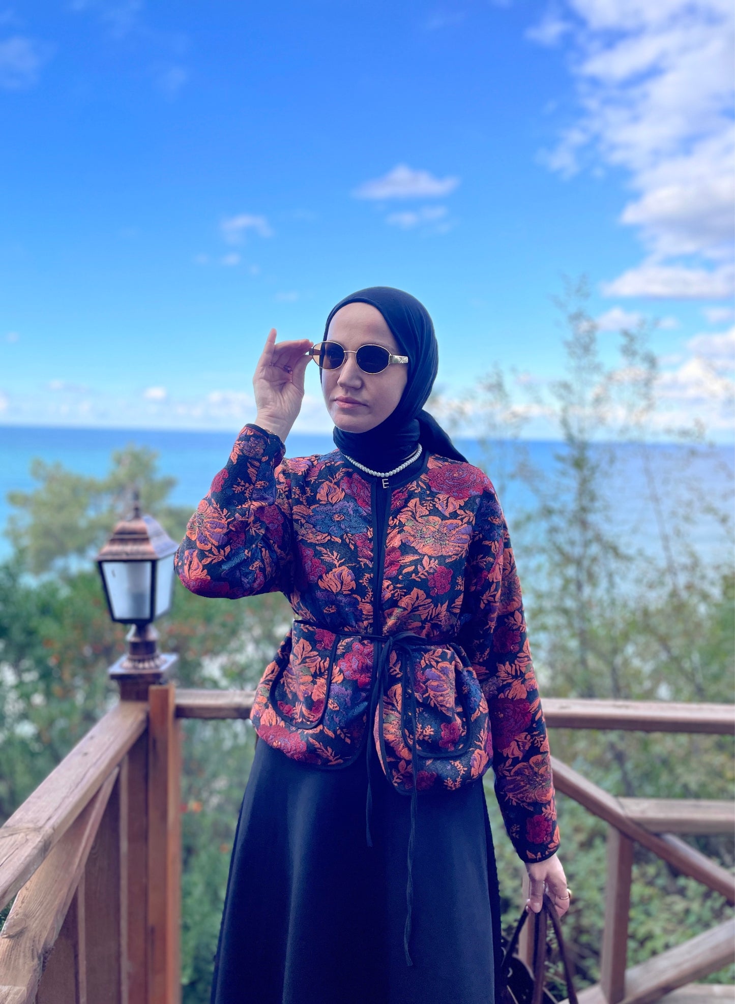 Vintage Etnik Ceket Çiçek Desenli