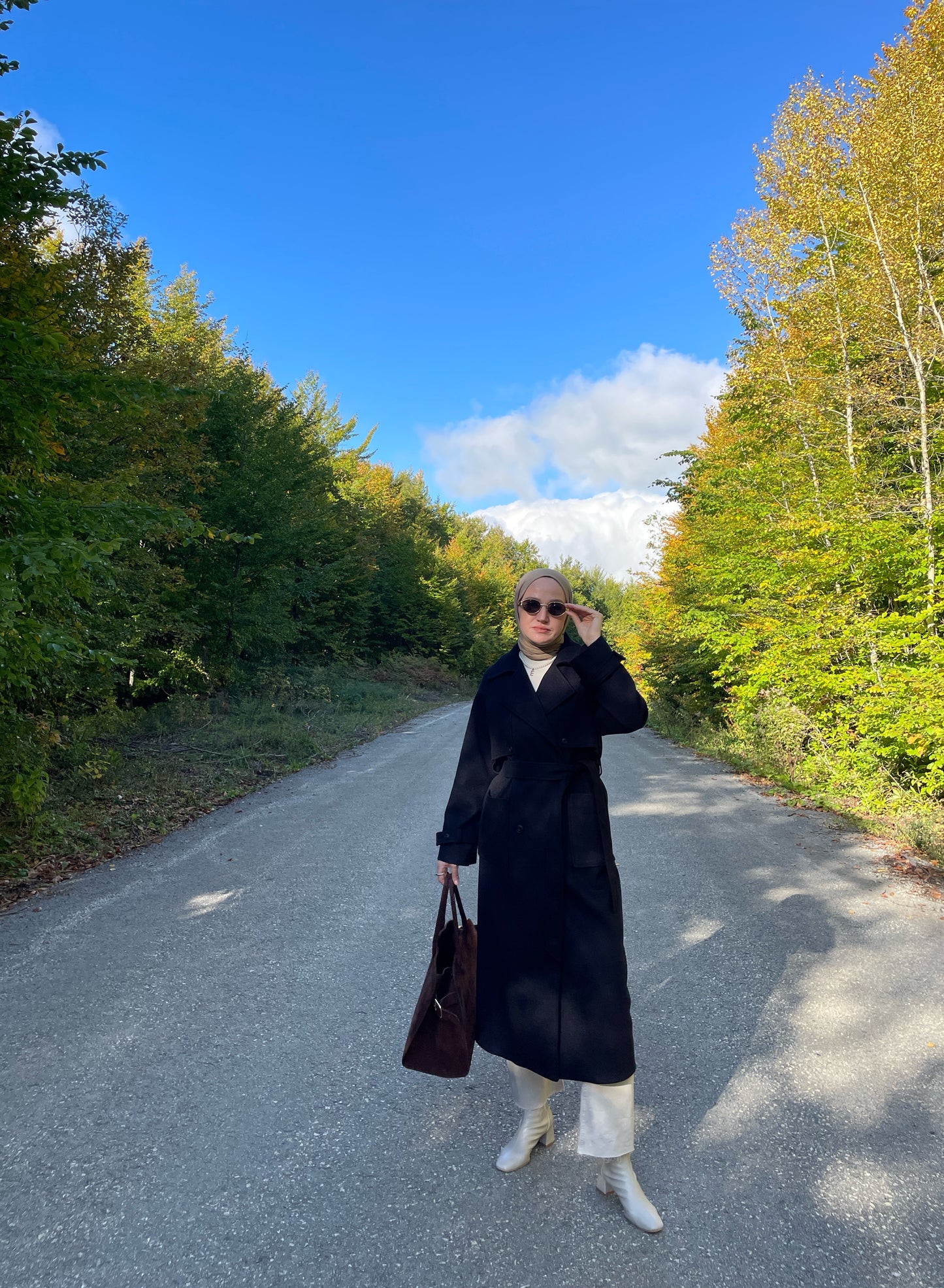 Trençkot Tasarım Premium Kaşe Kaban Siyah