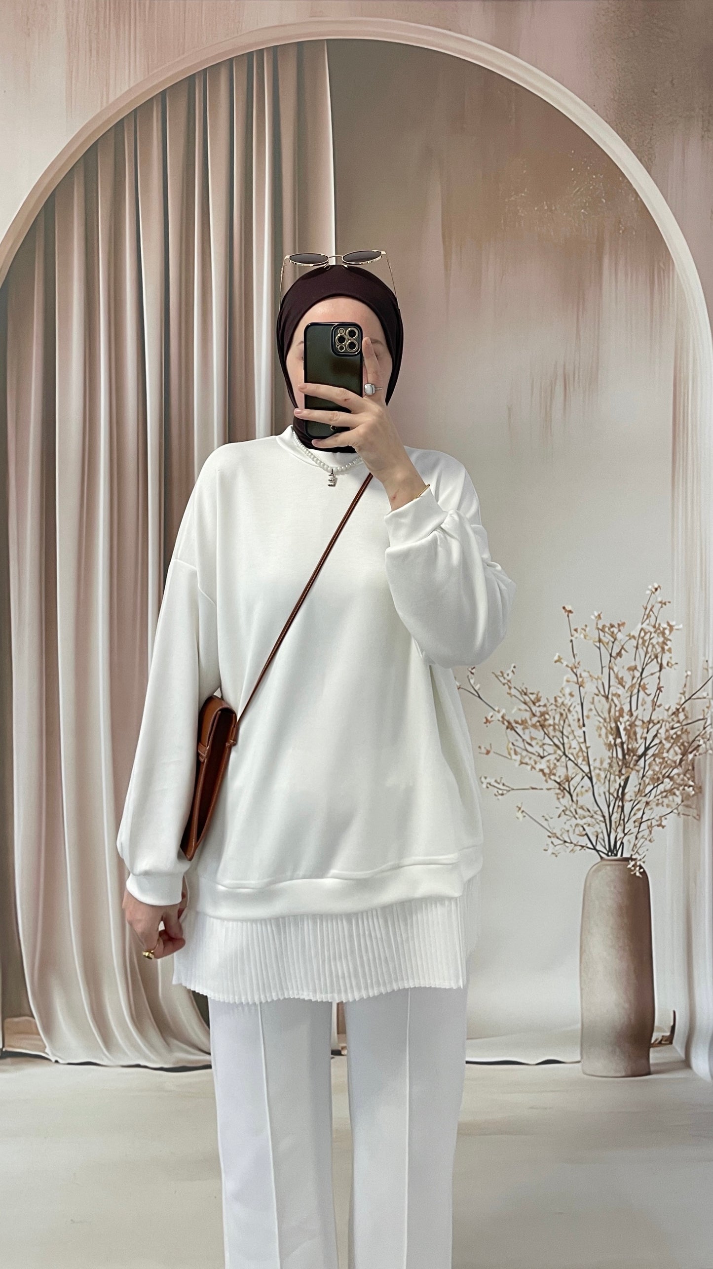 Kendinden Piliseli Sweatshirt Ekru