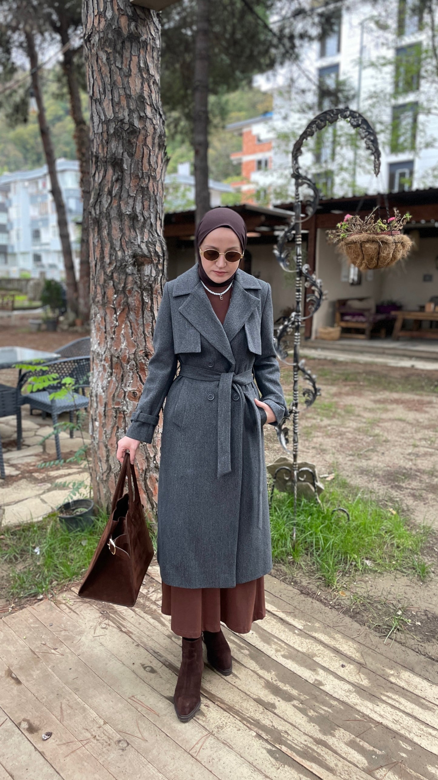 Klasik Kaşe Kaban Antrasit