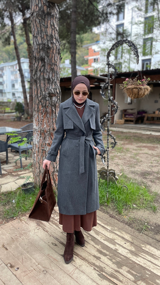 Klasik Kaşe Kaban Antrasit