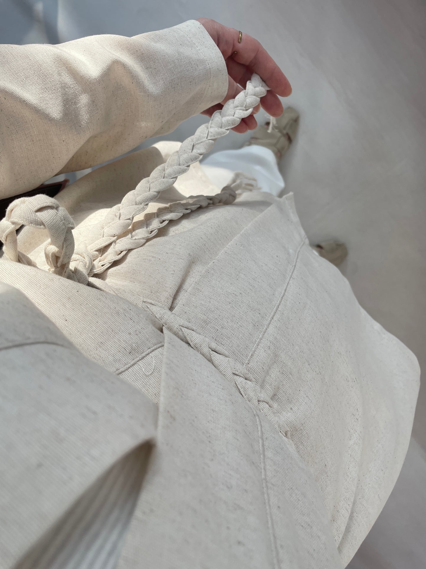 Ham Keten Örgü Kemerli Kimono Naturel