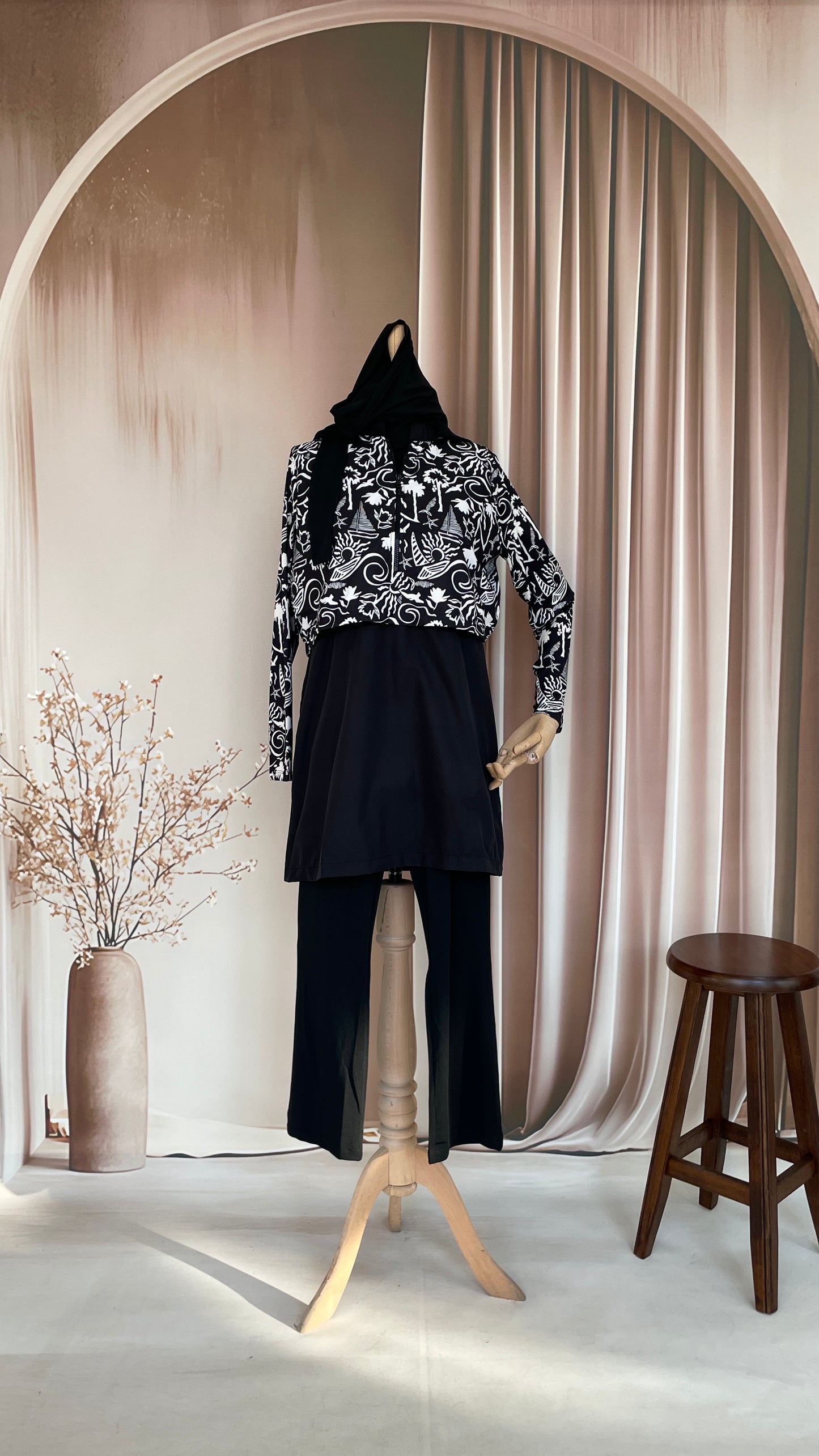 Premium Tesettür Mayo Palmiye Desen