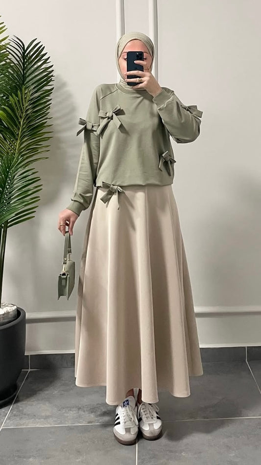 Scuba Kloş Etek-Bej