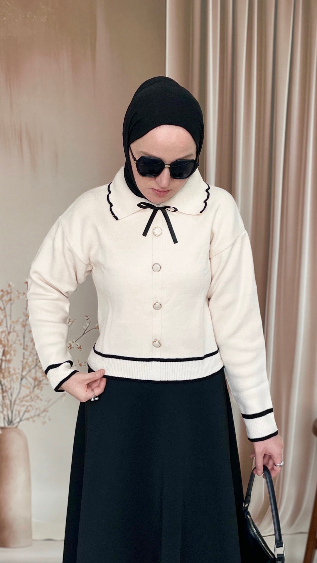 Bebe Yaka Retro Touch Kazak Ekru