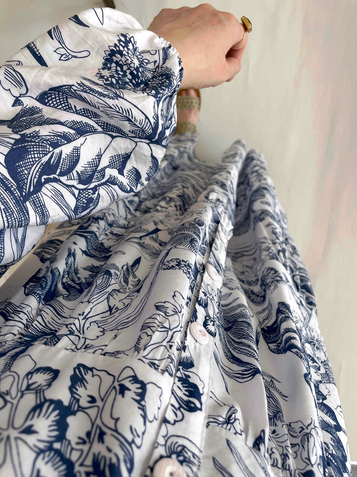 Mango Retro Desen Elbise Lacivert