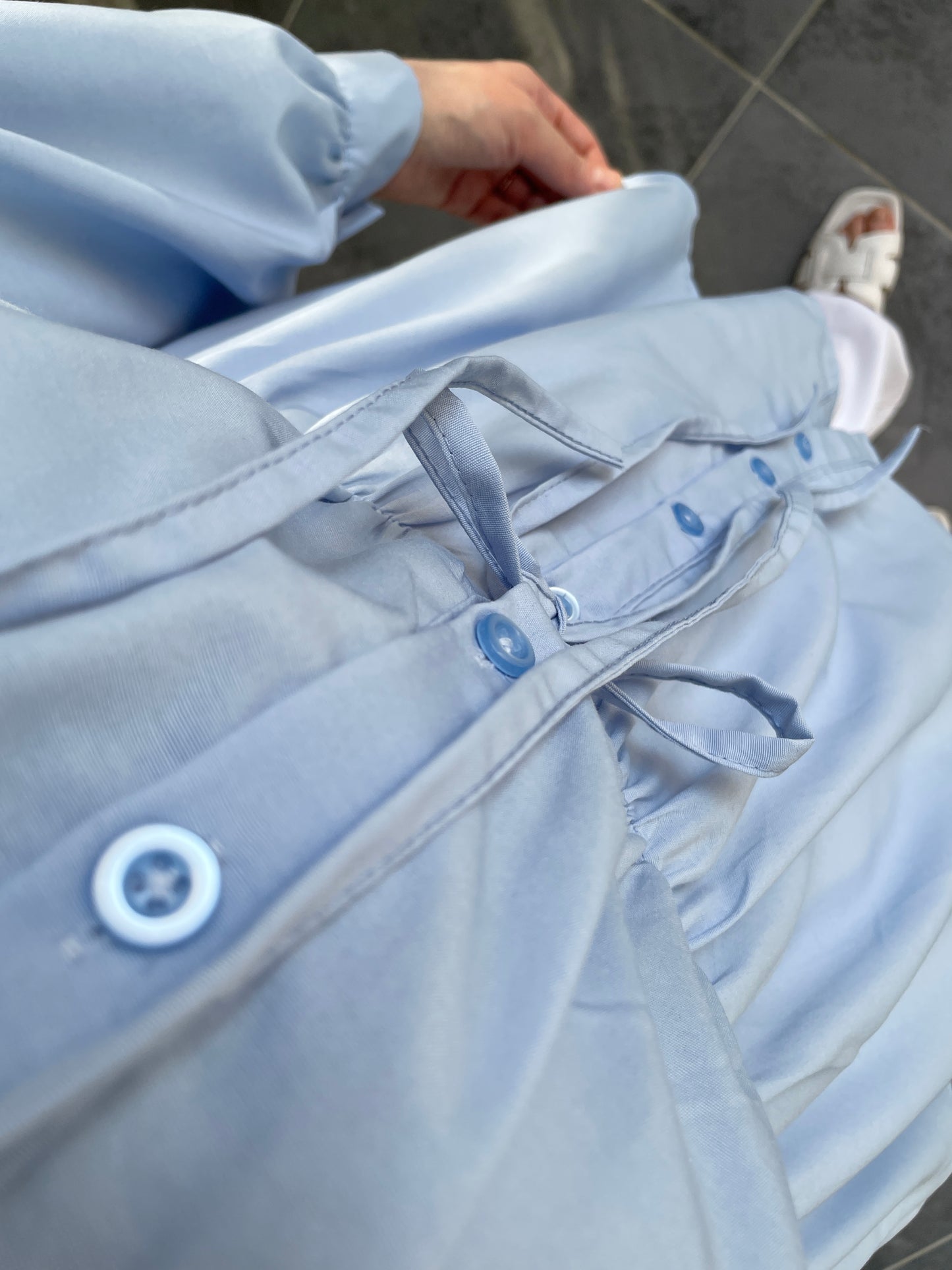 Fiyonklu Pinterest Gömlek-Bebe Mavi