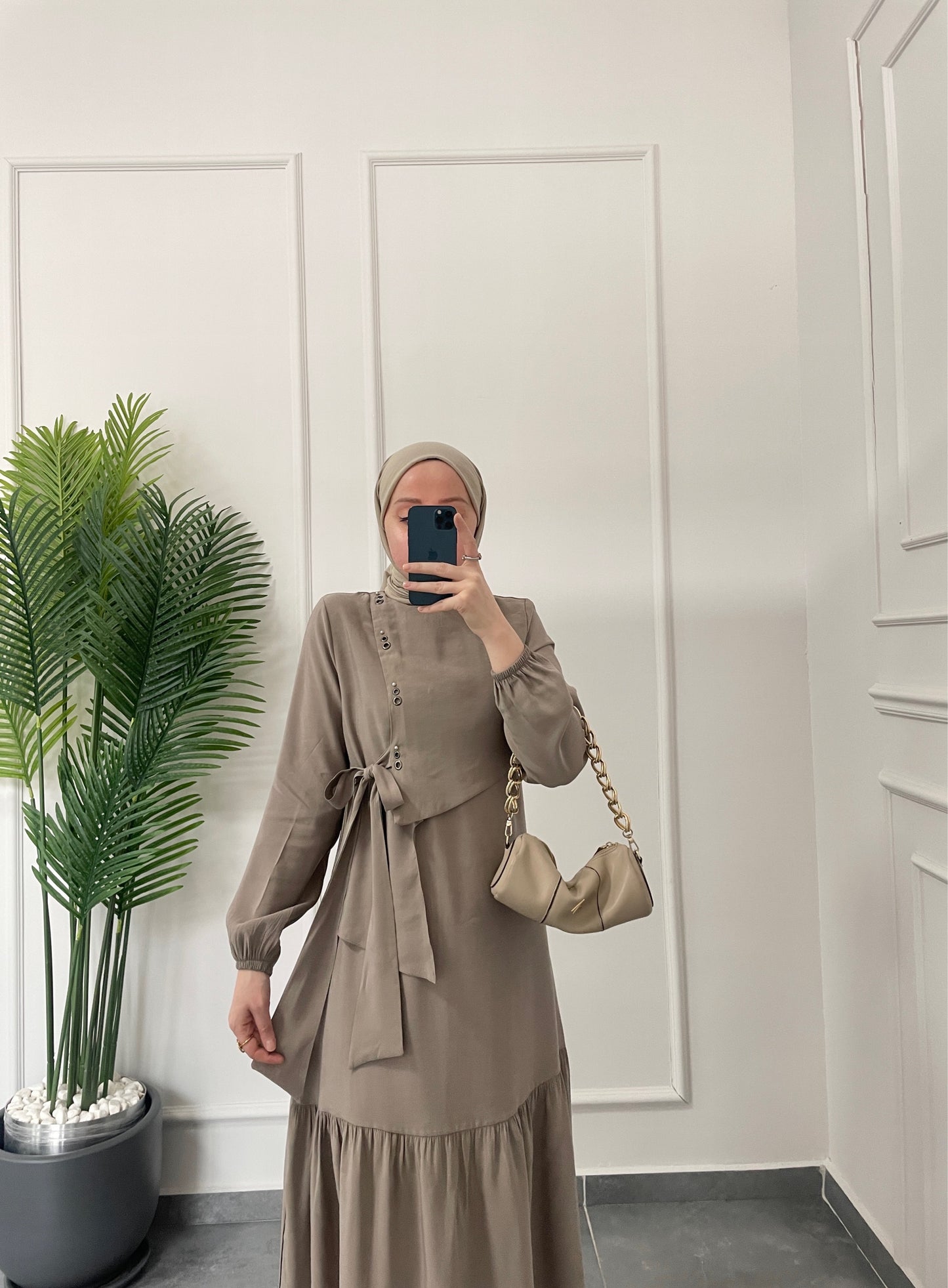 Lora Kuş Gözü Tasarım Elbise-Vizon