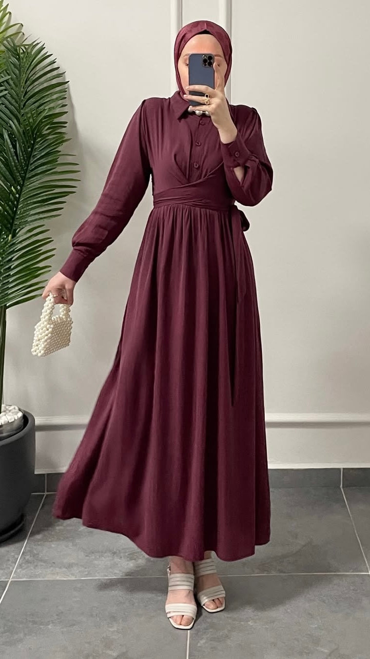 Liva Koton Elbise-Mürdüm