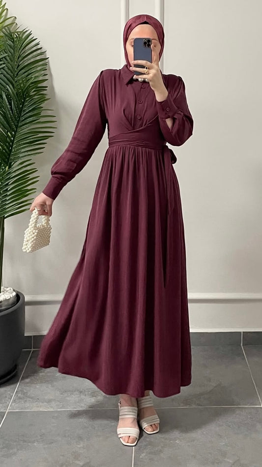 Liva Koton Elbise-Mürdüm