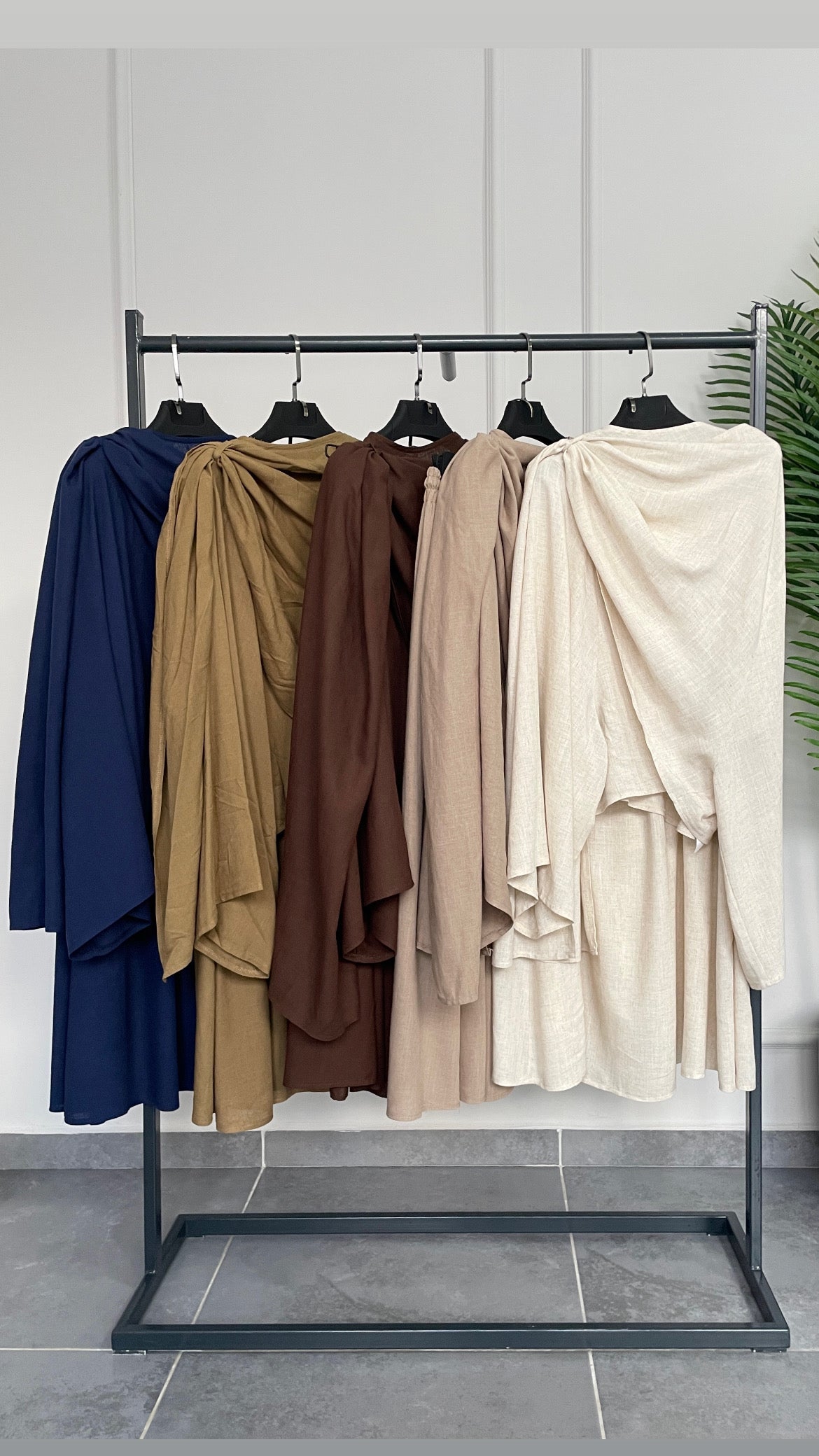 Pelerin Tasarım Ham Keten Etekli Takım-Yağ yeşili