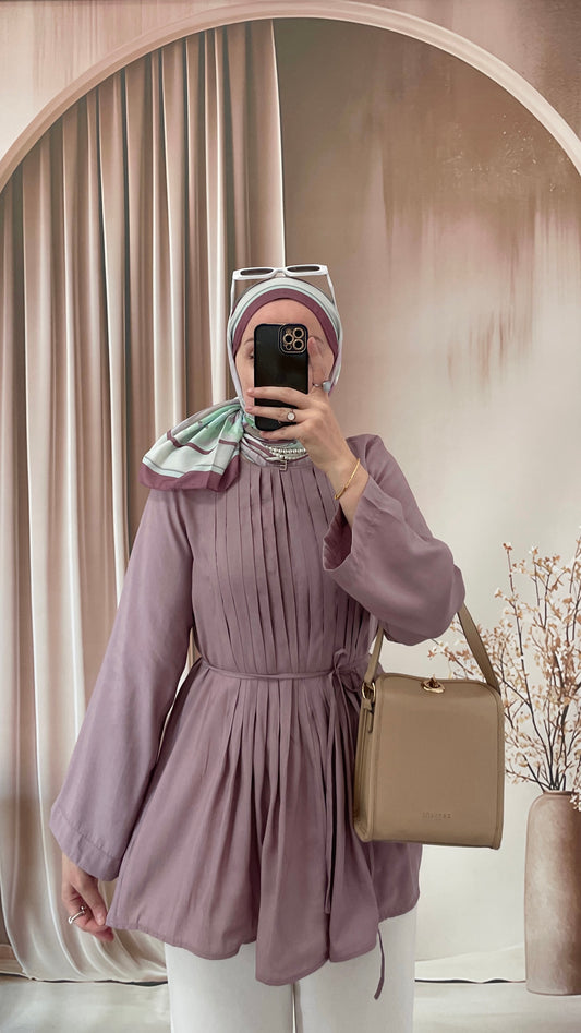 Önü Piliseli Bluz Lavanta