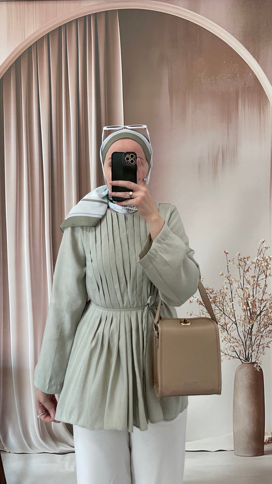 Önü Piliseli Bluz Çağla