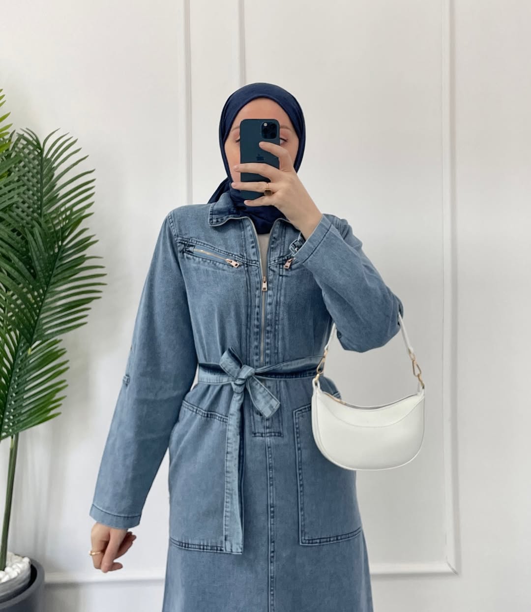 Premium Denim Elbise Mavi